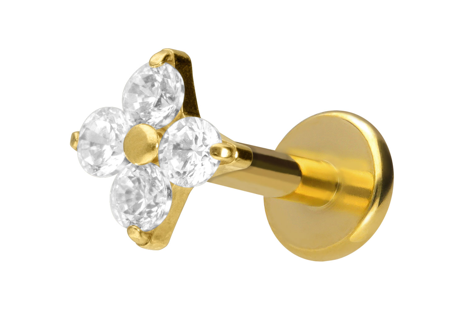 Titan Labret Piercing mit Innengewinde KRISTALLBLUME